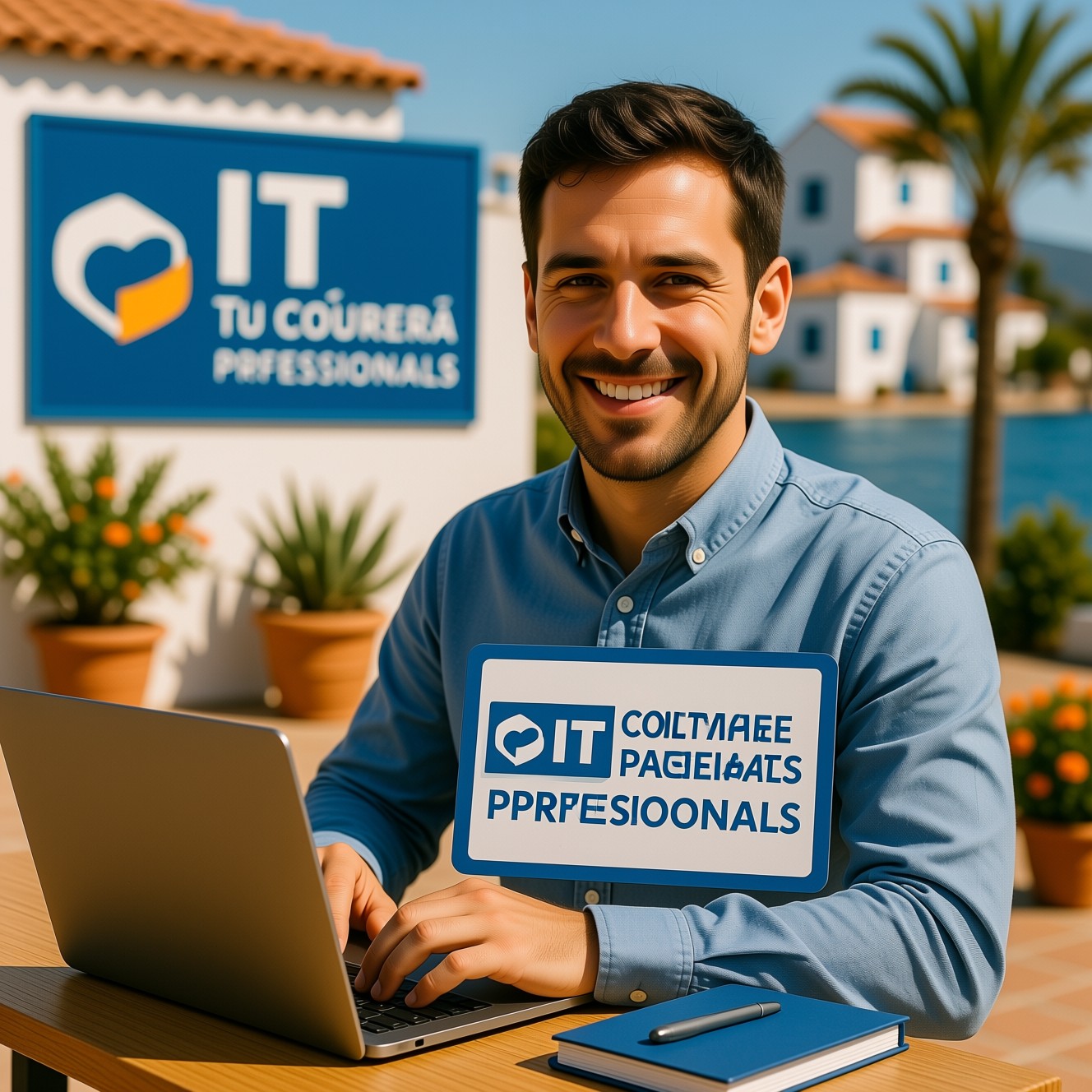 Aula moderna de formación IT con desarrolladores programando